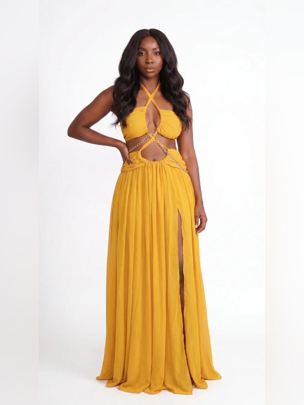 TIME OF YOUR LIFE MAXI DRESS IN MUSTARD